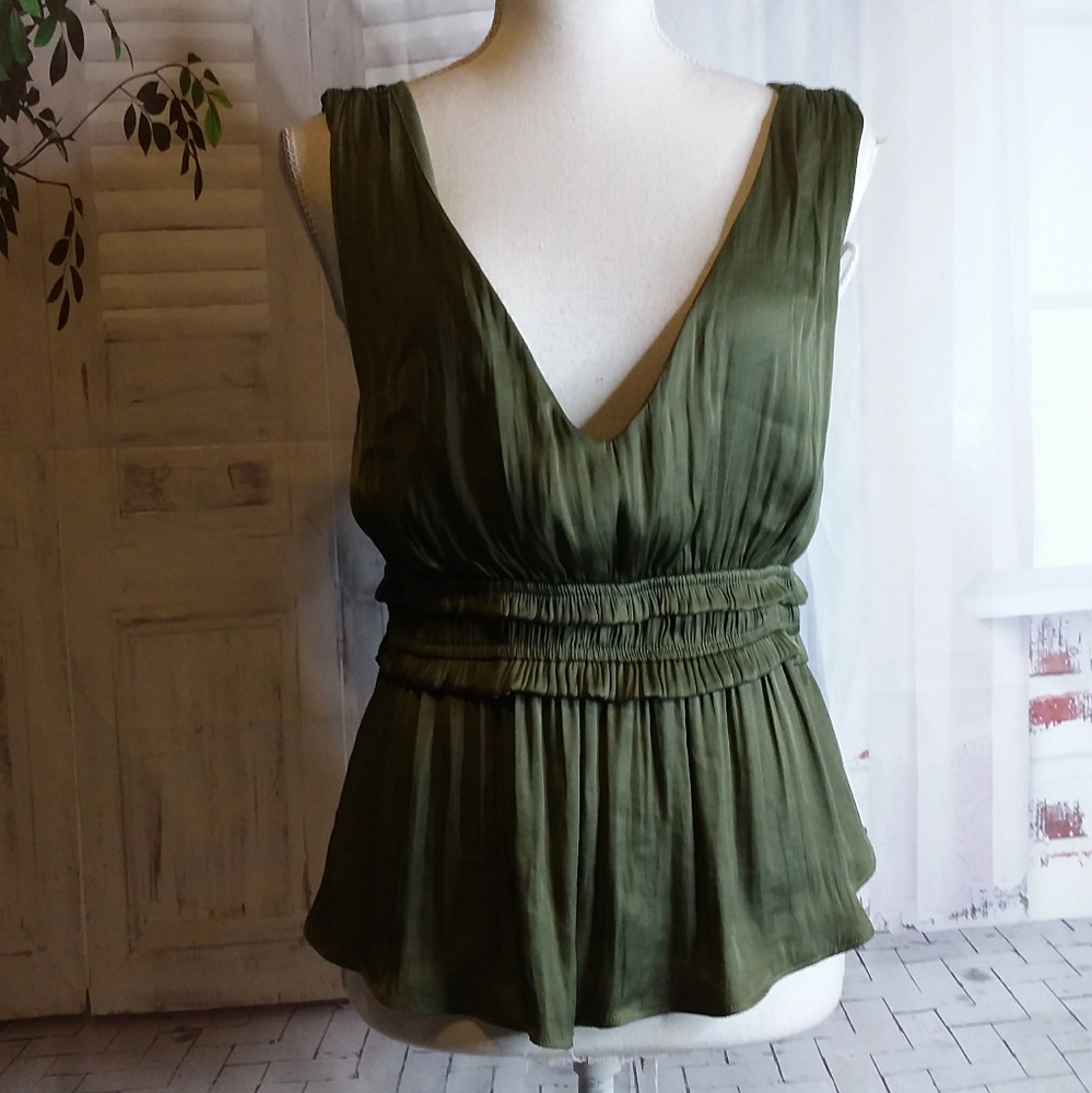Storia green Grecian Goddess inspired blouse size L